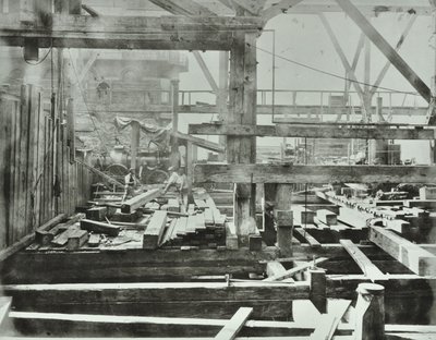 Blackfriars Brug: bouwwerkzaamheden in uitvoering, 1869 door English Photographer