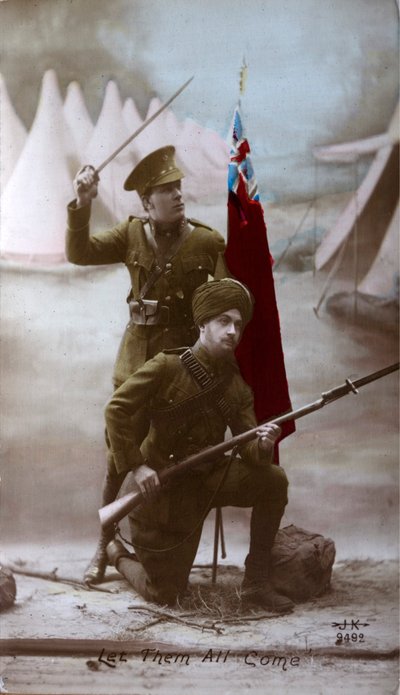 Britse en Indiase soldaten, Eerste Wereldoorlog door English Photographer