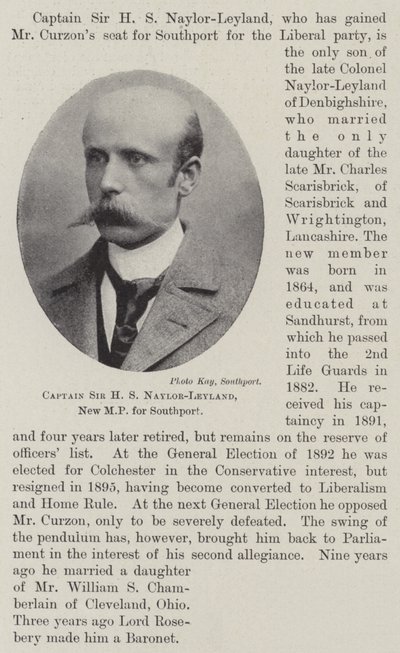 Kapitein Sir H S Naylor-Leyland, Nieuwe MP voor Southport door English Photographer