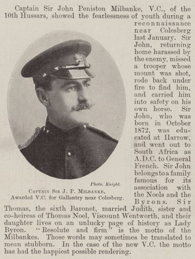 Kapitein Sir J P Milbanke, onderscheiden met het VC voor moed nabij Colesberg door English Photographer
