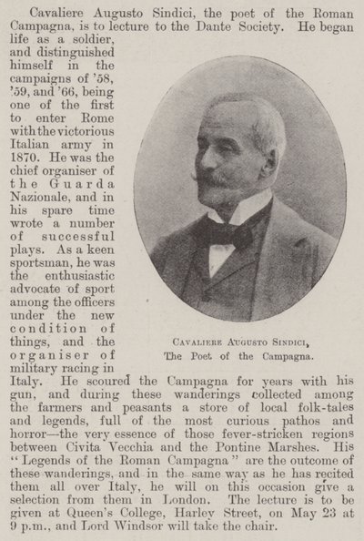 Cavaliere Augusto Sindici, de dichter van de Campagna door English Photographer