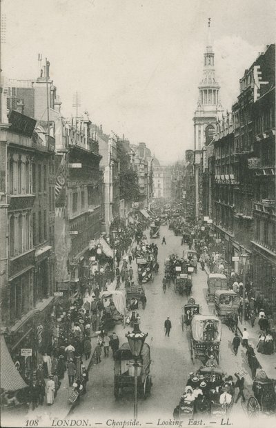 Cheapside kijkend naar het oosten, Londen door English Photographer