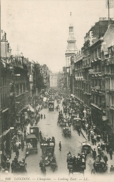 Cheapside kijkend naar het oosten, Londen door English Photographer