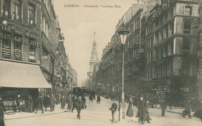 Cheapside kijkend naar het oosten, Londen door English Photographer