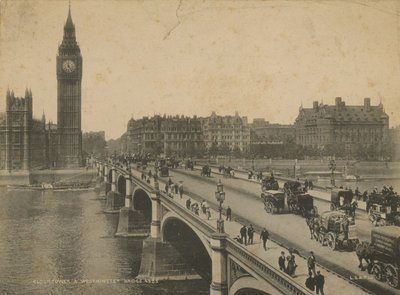 Klokkentoren van het Parlement en Westminster Bridge door English Photographer