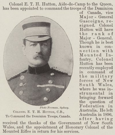 Kolonel E T H Hutton, CB, om het Dominion Troepen, Canada te bevelen door English Photographer