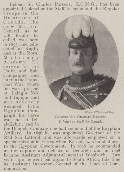 Kolonel Sir Charles Parsons, Kolonel op Staf voor Canada door English Photographer