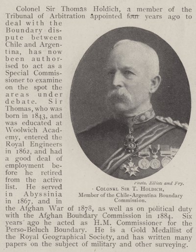 Kolonel Sir T Holdich, lid van de Chile-Argentinië grenscommissie door English Photographer