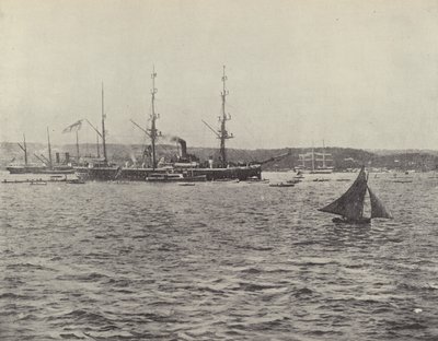 Vertrek van HMS Calliope door English Photographer