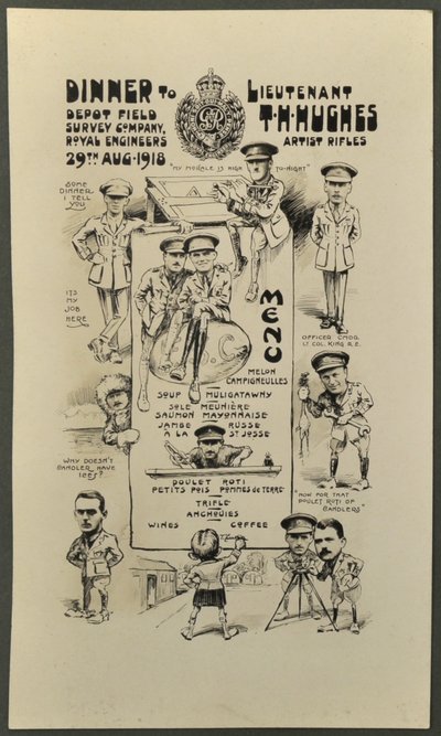 Diner voor Luitenant T. H. Hughes, Artist Rifles, Depot Field Survey Company, Royal Engineers, 29 augustus 1918 door English Photographer