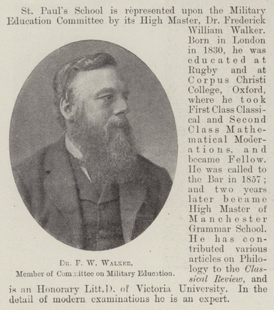 Dr F W Walker, lid van de commissie voor militaire opleiding door English Photographer