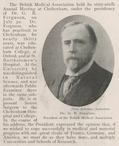 Dr. G B Ferguson, Voorzitter van de British Medical Association door English Photographer