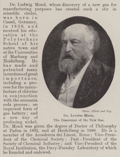 Dr Ludwig Mond, de ontdekker van het nieuwe gas door English Photographer