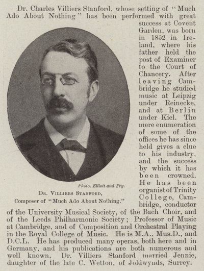Dr Villiers Stanford, Componist van Veel Gedoe om Niets door English Photographer