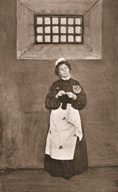 Emmeline Pankhurst in een cel in Holloway Prison door English Photographer
