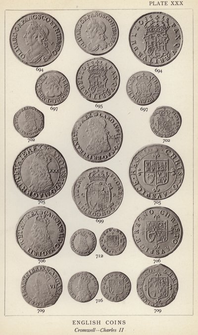 Engelse Munten, Cromwell, Charles II door English Photographer