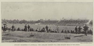 Engelse cricketspelers in Australië, het Adelaide Cricket Oval, het Engelse team in het veld door English Photographer