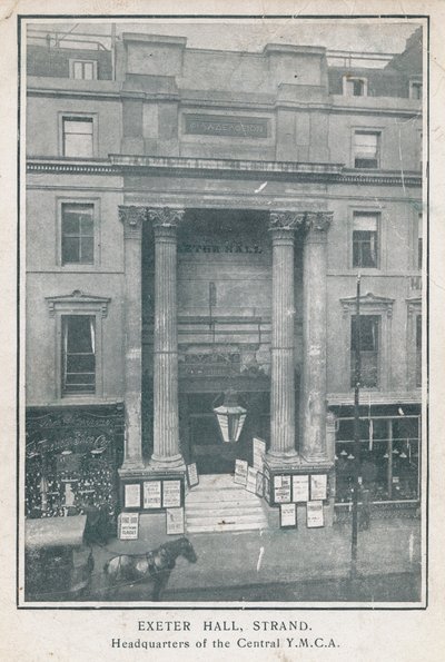 Exeter Hall, Strand, hoofdkwartier van de Central YMCA door English Photographer