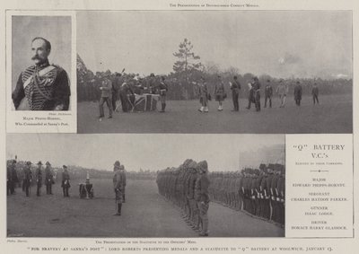 Voor moed in Sannas Post, Lord Roberts reikt medailles en een beeldje uit aan Q Battery in Woolwich, 13 januari door English Photographer
