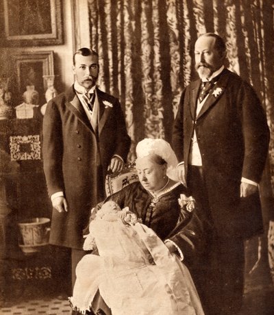Vier generaties van de Engelse koninklijke familie, illustratie uit 