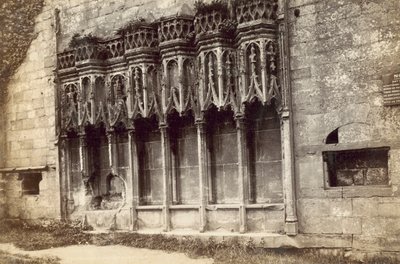 Furness Abbey, Sedilia (zwart-wit foto) door English Photographer