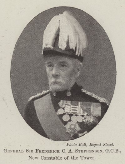 Generaal Sir Frederick C A Stephenson, GCB, Nieuwe Constable van de Toren door English Photographer