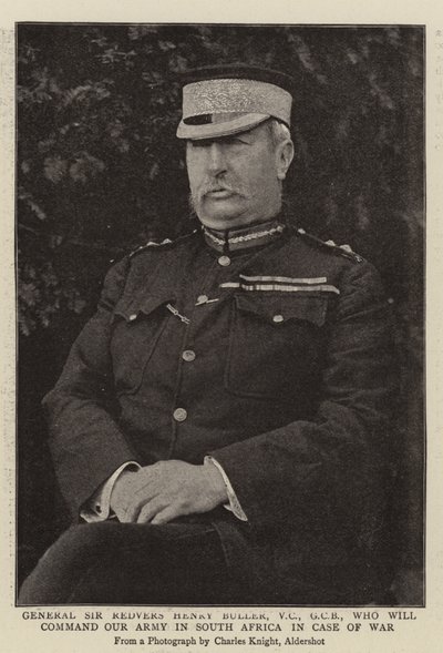 Generaal Sir Redvers Henry Buller, VC, GCB, die ons leger in Zuid-Afrika zal bevelen in geval van oorlog door English Photographer