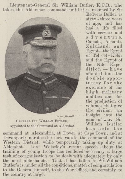 Generaal Sir William Butler, aangesteld tot commandant in Aldershot door English Photographer