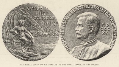 Gouden Medaille gegeven aan Mr. Stanley door de Royal Geographical Society door English Photographer