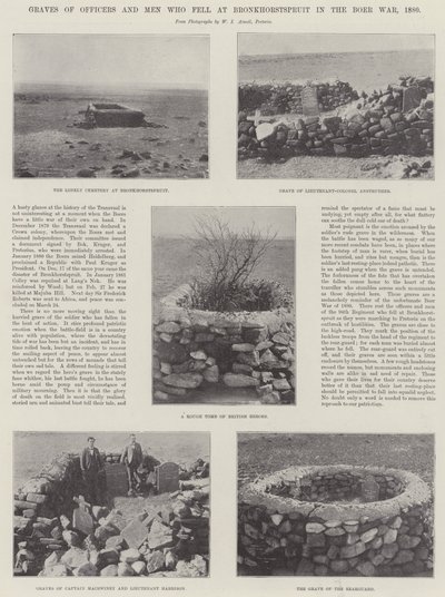 Graven van officieren en mannen die vielen bij Bronkhorstspruit in de Boerenoorlog, 1880 door English Photographer