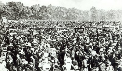 Grote demonstratie voor vrouwenkiesrecht in Hyde Park, 21 juni 1908 door English Photographer