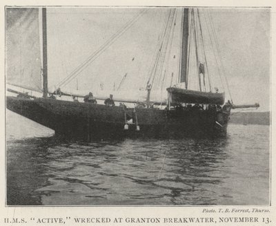 HMS Active, gestrand bij Granton Breakwater, 13 november door English Photographer