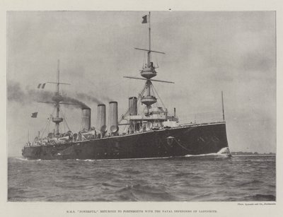 HMS Powerful keerde terug naar Portsmouth met de maritieme verdedigers van Ladysmith door English Photographer