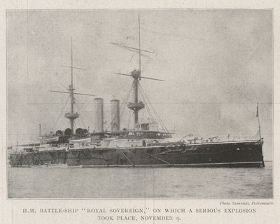 HM Slagschip Royal Sovereign, waarop een Ernstige Explosie plaatsvond, 9 november door English Photographer