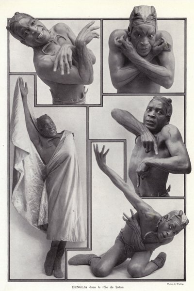 Habib Benglia, Algerijns-Franse danser en acteur in de rol van Satan in Un Soir de Folie in de Folies Bergere, Parijs door English Photographer