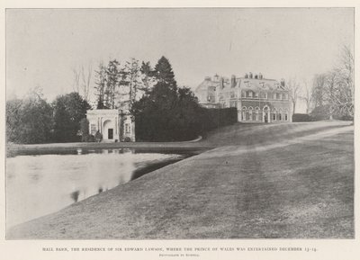 Hall Barn, de Residentie van Sir Edward Lawson, waar de Prins van Wales werd vermaakt 13-14 december door English Photographer