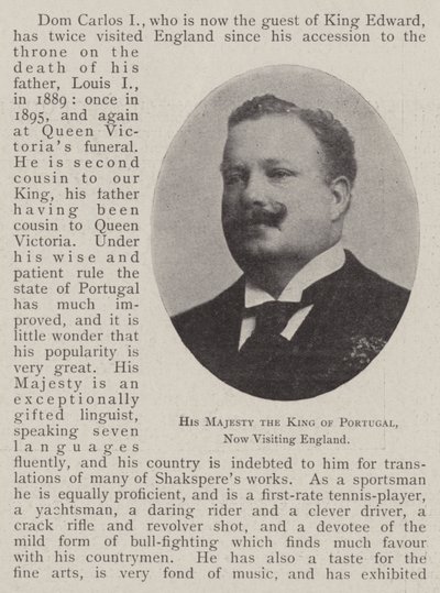 Zijne Majesteit de Koning van Portugal, nu op bezoek in Engeland door English Photographer