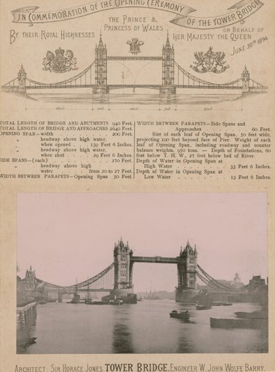 Ter herdenking van de opening van de Tower Bridge door English Photographer