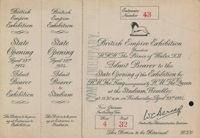 Uitnodiging voor de Staatsopening van de British Empire Exhibition door English Photographer