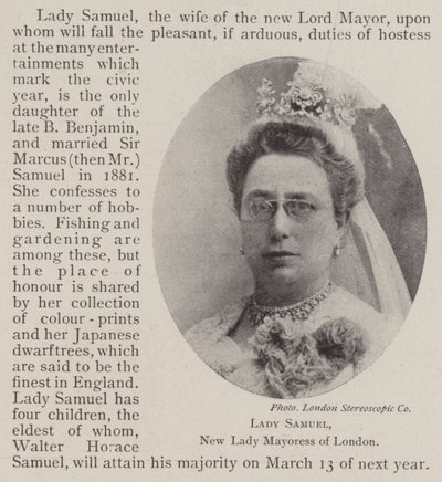 Lady Samuel, nieuwe burgemeestersvrouw van Londen door English Photographer