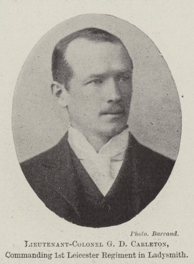 Luitenant-kolonel G D Carleton, bevelhebber van het 1e Leicester Regiment in Ladysmith door English Photographer