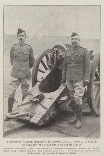 Luitenant-kolonel Perrott en kapitein en adjudant A C Currie, bevelhebber van de belegeringstrein in Zuid-Afrika door English Photographer