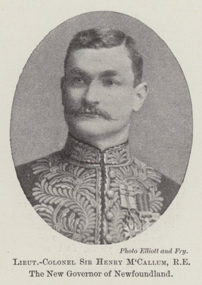 Luitenant-Kolonel Sir Henry MCallum, RE, de Nieuwe Gouverneur van Newfoundland door English Photographer