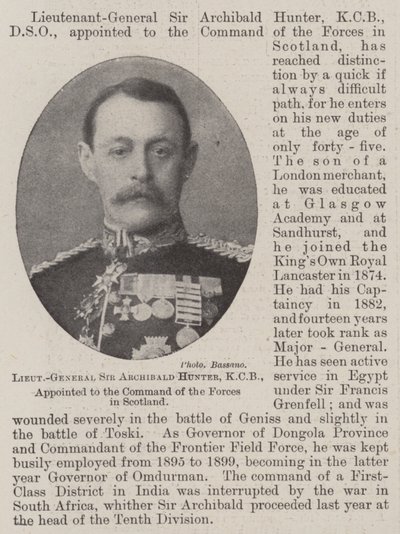 Luitenant-generaal Sir Archibald Hunter, KCB, benoemd tot commandant van de strijdkrachten in Schotland door English Photographer