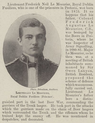 Luitenant Le Mesurier, Royal Dublin Fusiliers (Gevangene) door English Photographer