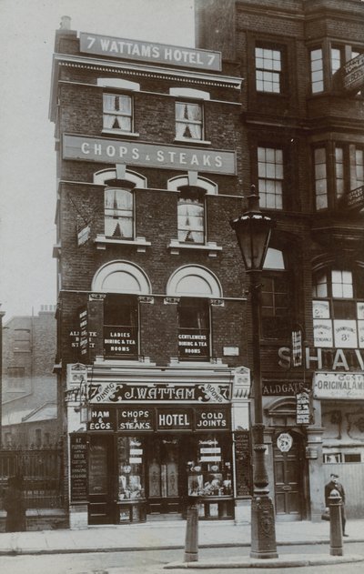 London Chops and Steaks Shop, Wattams Hotel door English Photographer
