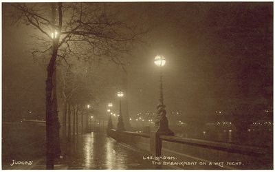 Londen, de Embankment op een natte nacht door English Photographer