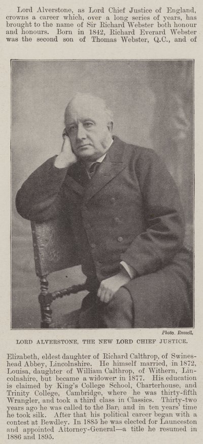 Lord Alverstone, de nieuwe Lord Chief Justice door English Photographer