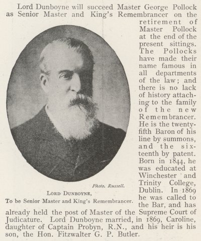 Lord Dunboyne, Senior Master en Kings Remembrancer door English Photographer