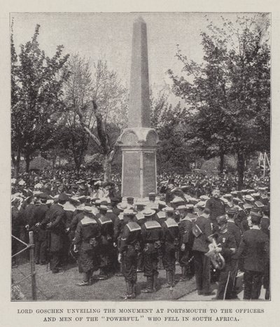 Onthulling van het Monument in Portsmouth voor de Officieren en Mannen van de Powerful die vielen in Zuid-Afrika door English Photographer